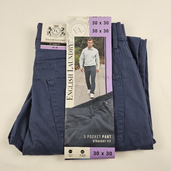 English Laundry Men's 5 Pocket Straight Fit Pant Size 30x30 Stretch Fabric Blue - Picture 6 of 9